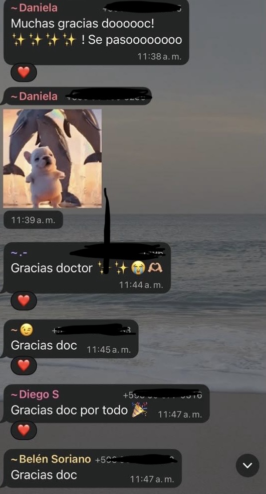 Mensajes de estudiantes agradeciendo después del examen CACES
