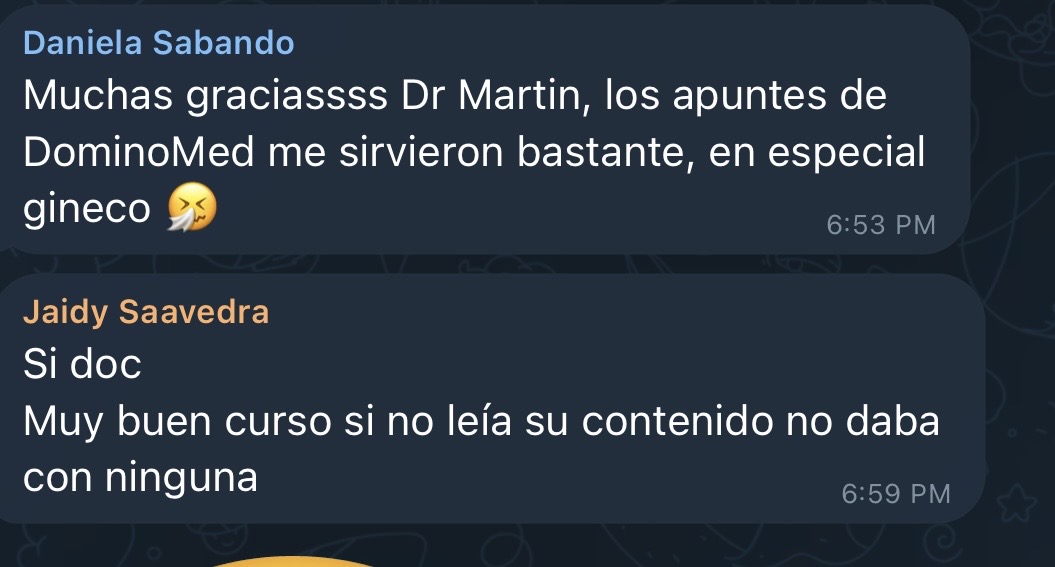 Agradecimientos al Dr. Martín horas antes del examen