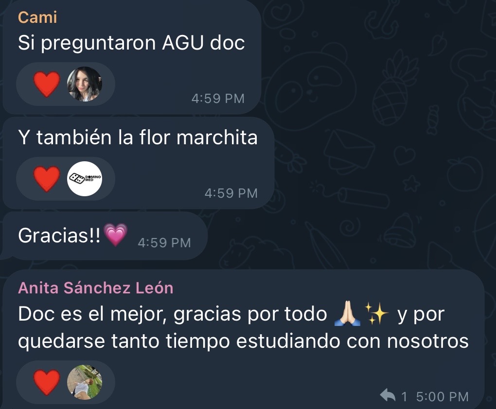 Mensajes de la comunidad DominoMed tras aprobar el CACES